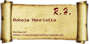 Roheim Henrietta névjegykártya